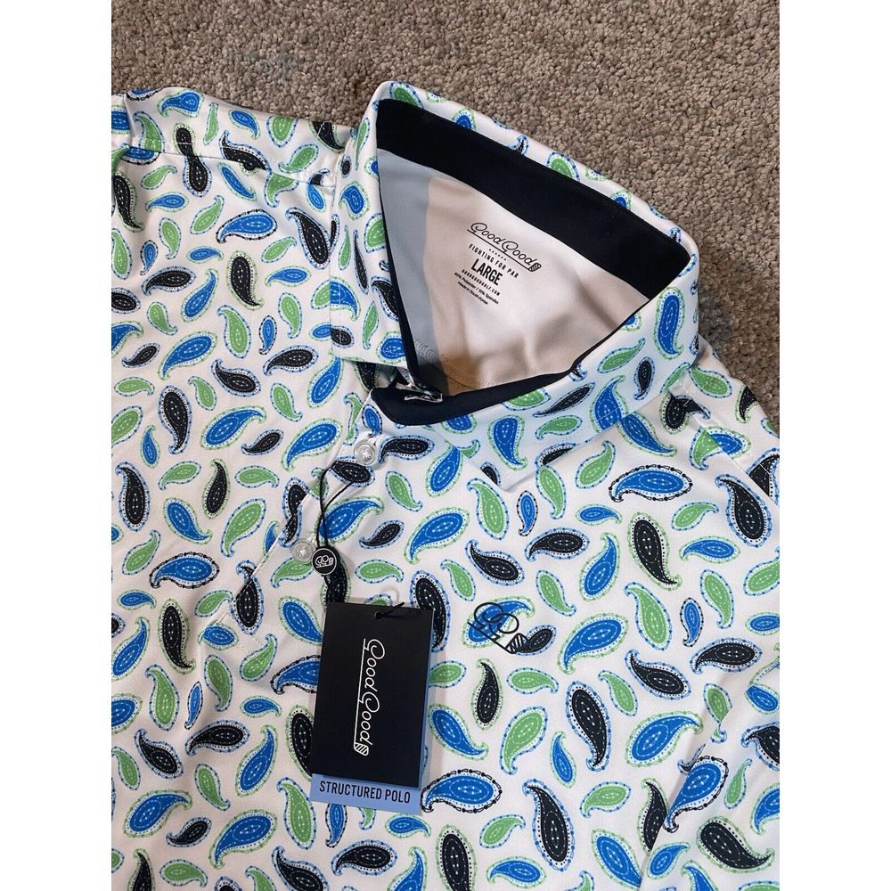 Men's Paisley Polo Shirt - Blue and Green